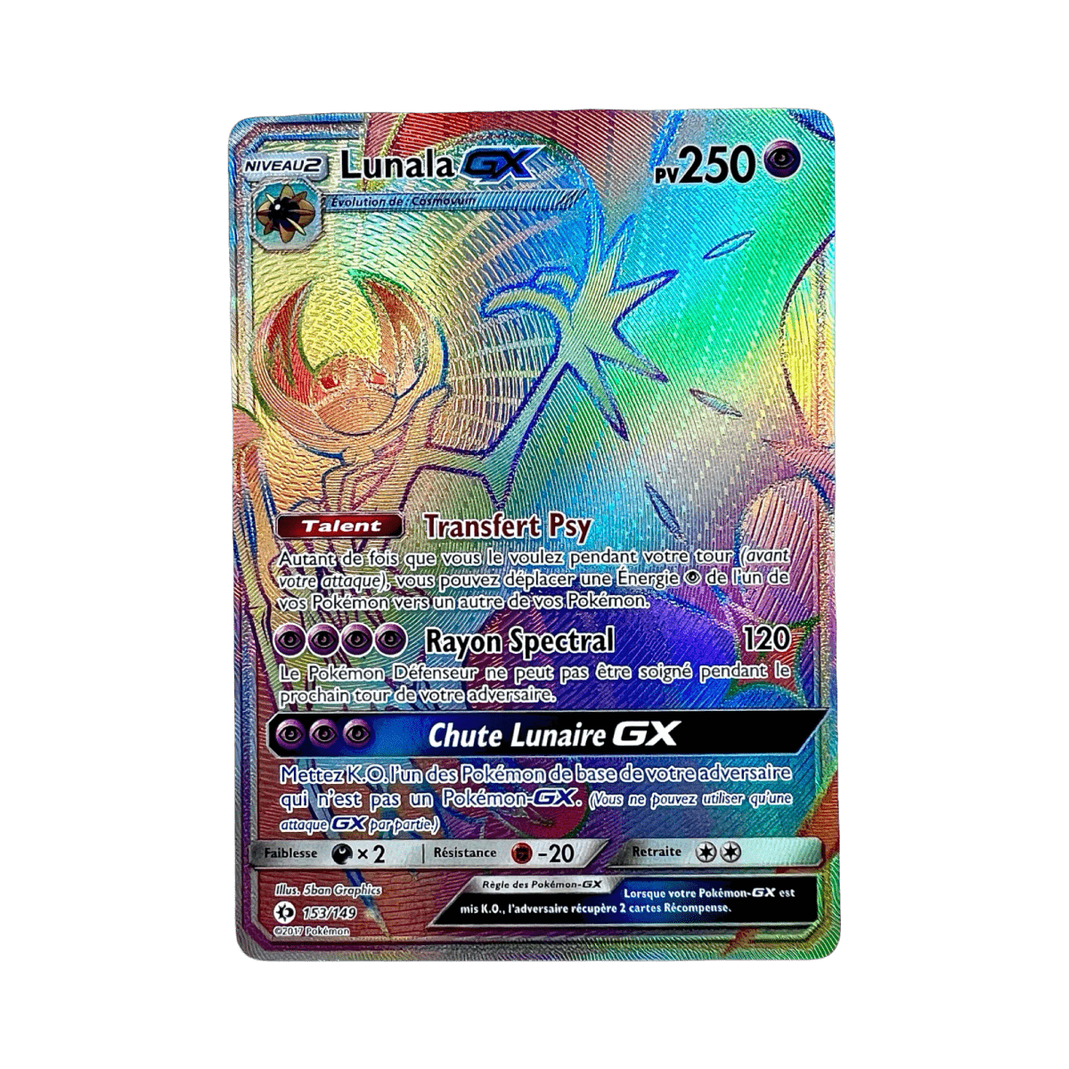 pokémon - LUNALA GX RAINBOW 153/149 SL1 - acheter des produits pokémon chez le repaire du collectionneur