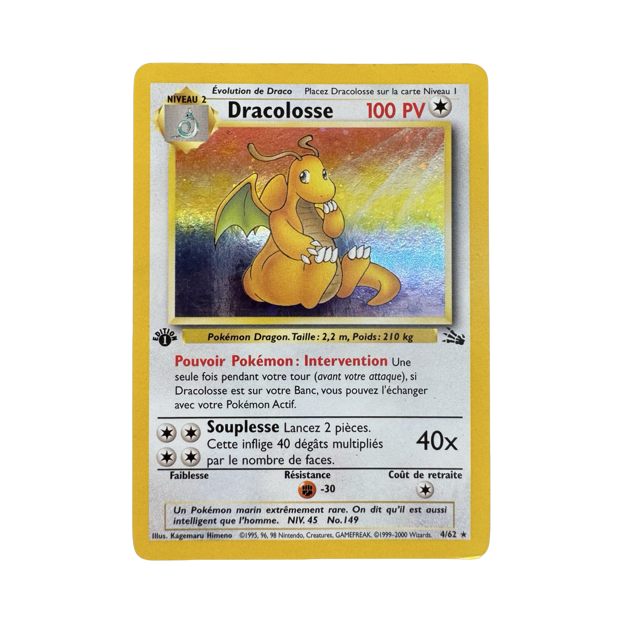 Carte Pokémon Dracolosse Holo Fossil Ed 1 4/62