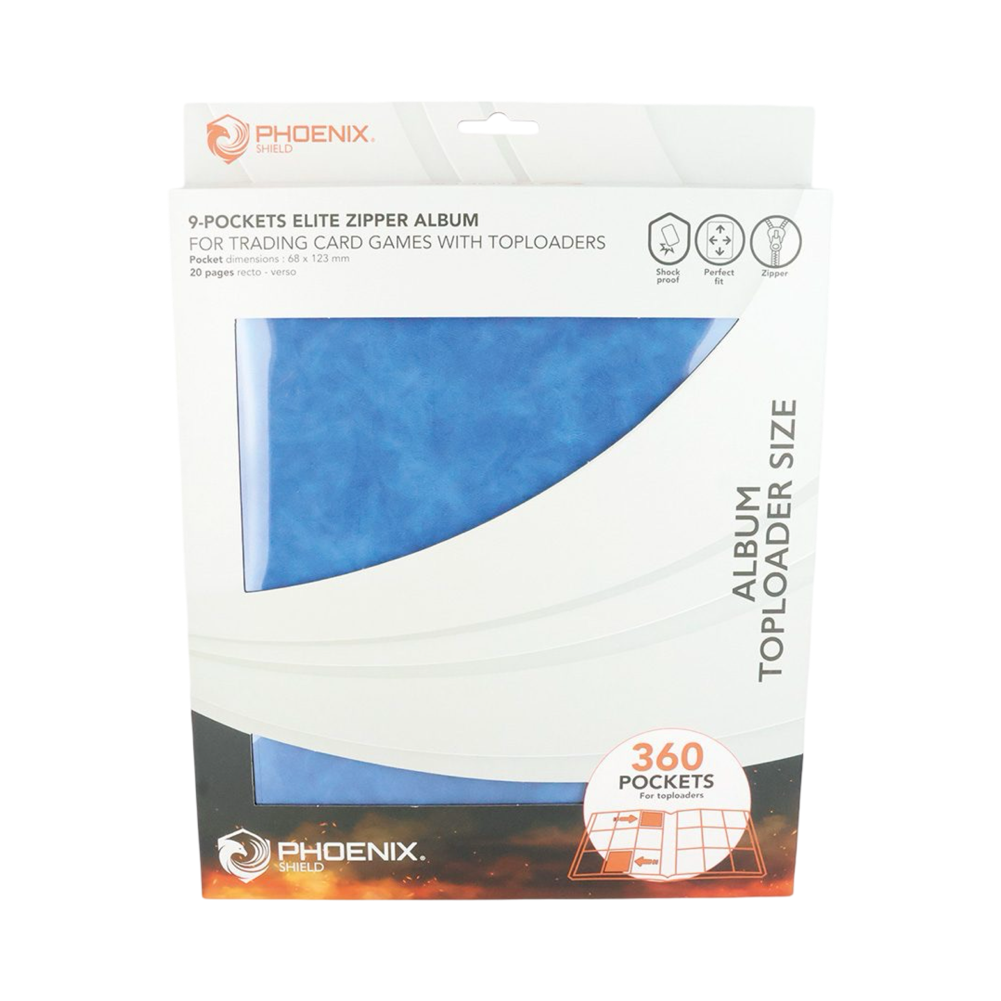 Classeur Zip 360 Toploader 9 Pochettes Phœnix Shield Bleu