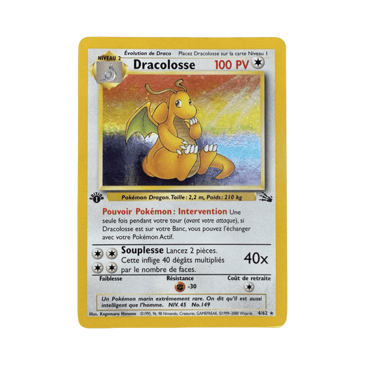 pokémon - Carte Pokémon Dracolosse Holo Fossil Ed 1 4/62 - Carte vintage acheter des produits pokémon chez le repaire du collectionneur