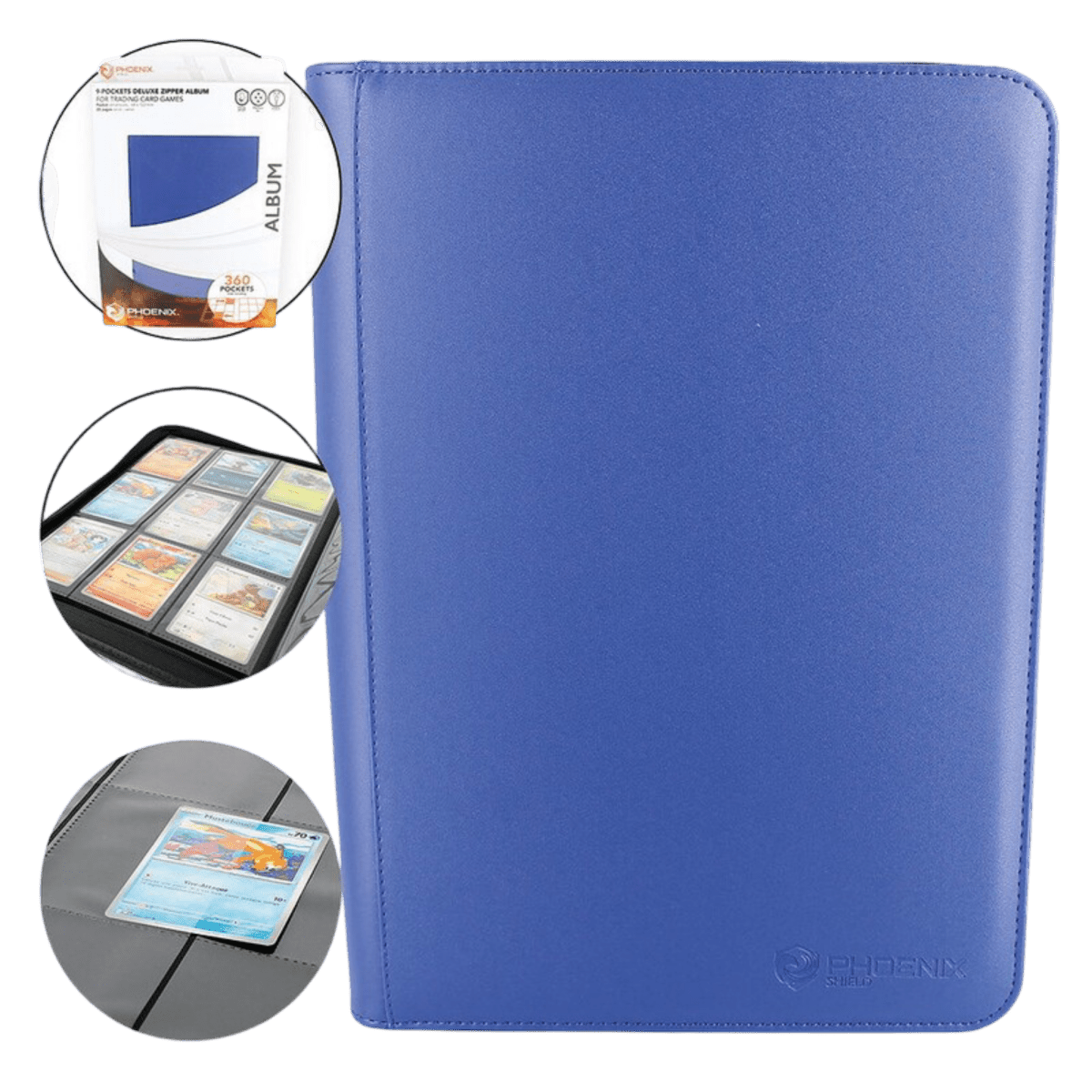 pokémon - CLASSEUR ZIP 360 CARTES 9 POCHETTES PHŒNIX SHIELD BLEU - acheter des produits pokémon chez le repaire du collectionneur