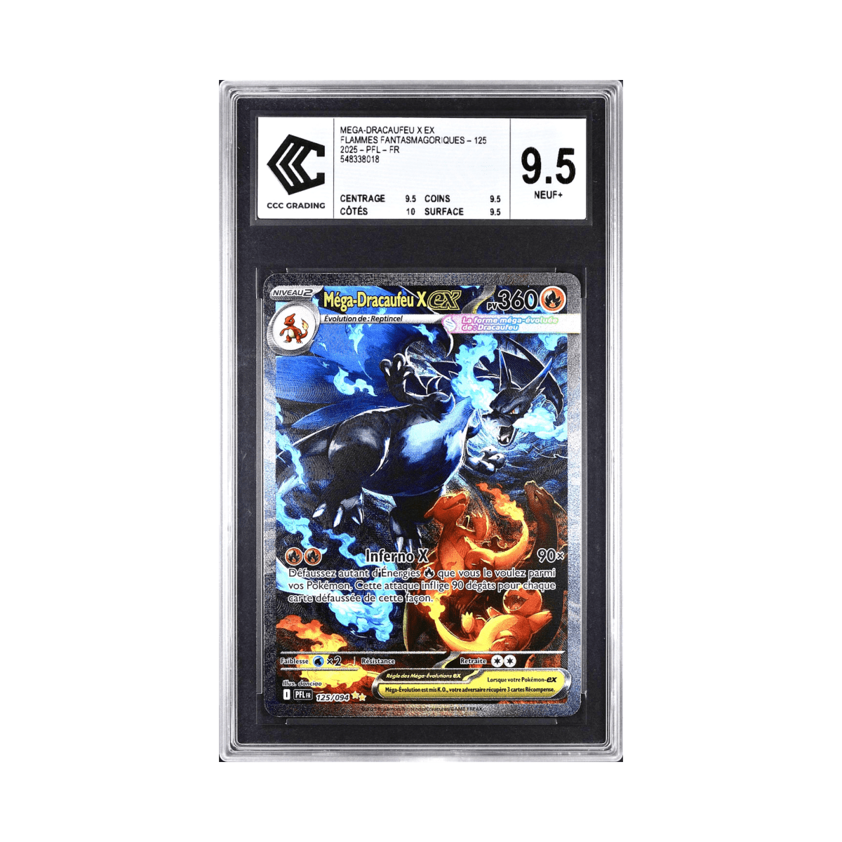pokémon - Méga Dracaufeu X Flammes Fantasmagoriques (ME02) 125/095 CCC 9,5 - Cartes gradées acheter des produits pokémon chez le repaire du collectionneur