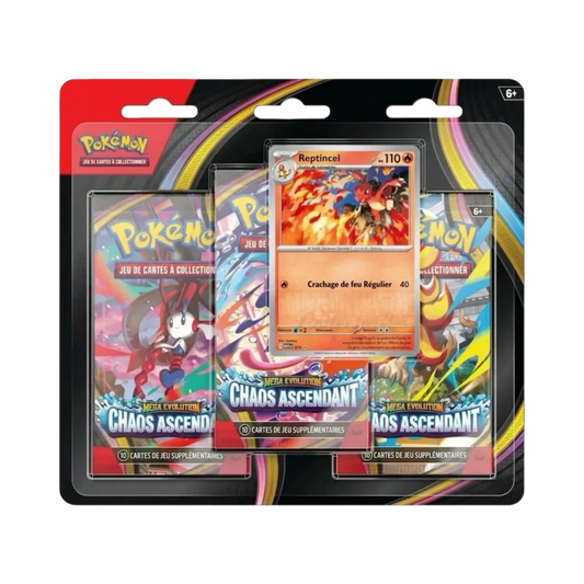 pokémon - Tripack Pokémon Chaos Ascendant (ME04) - acheter des produits pokémon chez le repaire du collectionneur